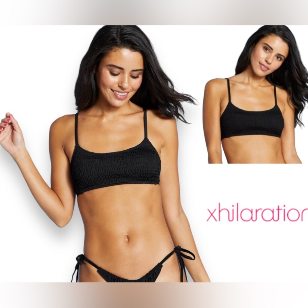 351. LARGE NWT Xilaration Juniors Bralette Bikini Top Black